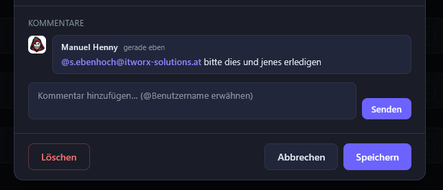 Kommentare & Zusammenarbeit – ITWX To-Dos